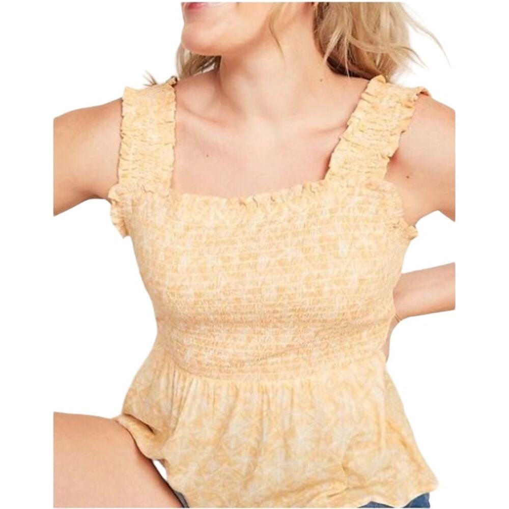 Old Navy Y2K Babydoll Top Womens Medium Smocked Ruffled Coquette Dainty